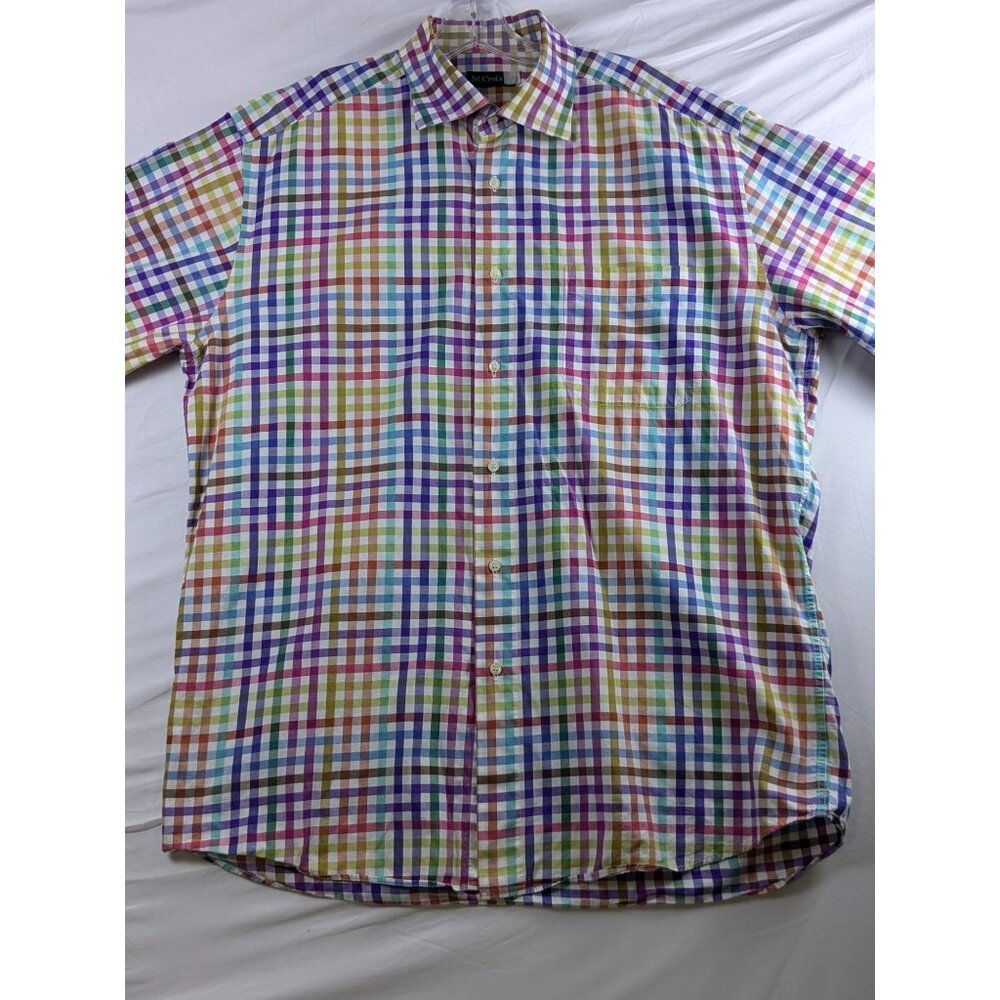 St.‎ Croix Multicolored Rainbow Plaid Button-Down Long Sleeve Shirt Mens XL